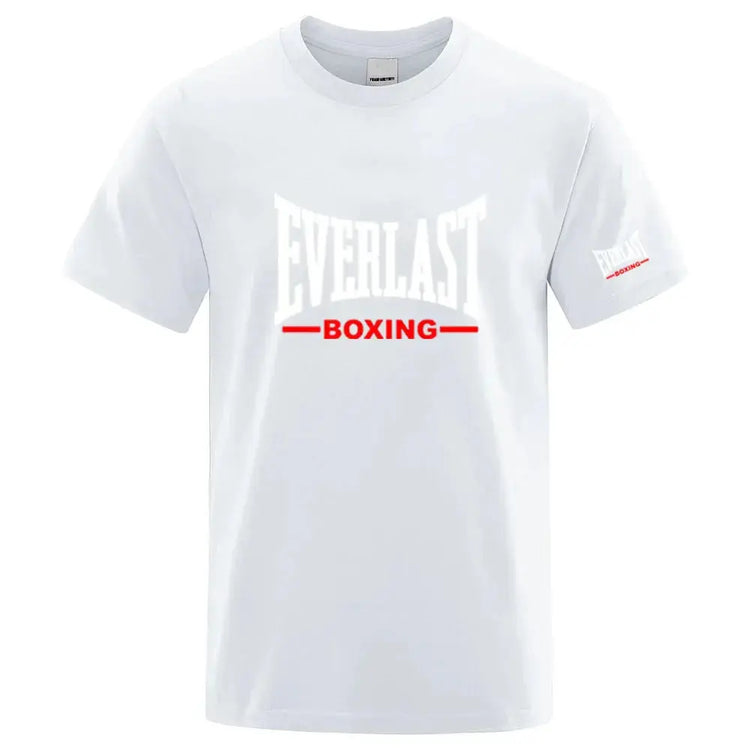 EVERLAST Boxing Logo Graphic T-Shirt Men Black Crew Neck Short Sleeve Casual Sports Training Streetwear Top SHOPEZRA L.L.C.