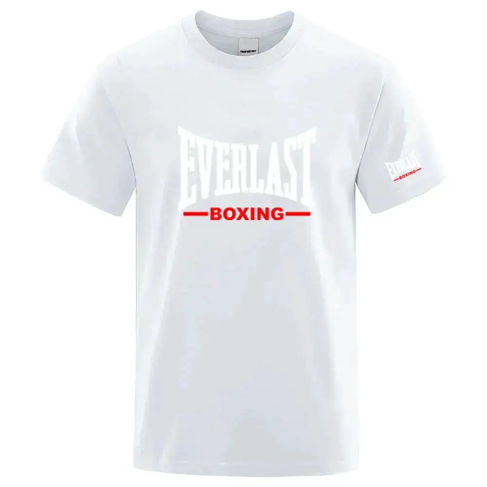 EVERLAST Boxing Logo Graphic T-Shirt Men Black Crew Neck Short Sleeve Casual Sports Training Streetwear Top by Dropshipman