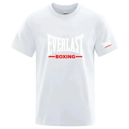 EVERLAST Boxing Logo Graphic T-Shirt Men Black Crew Neck Short Sleeve Casual Sports Training Streetwear Top by Dropshipman