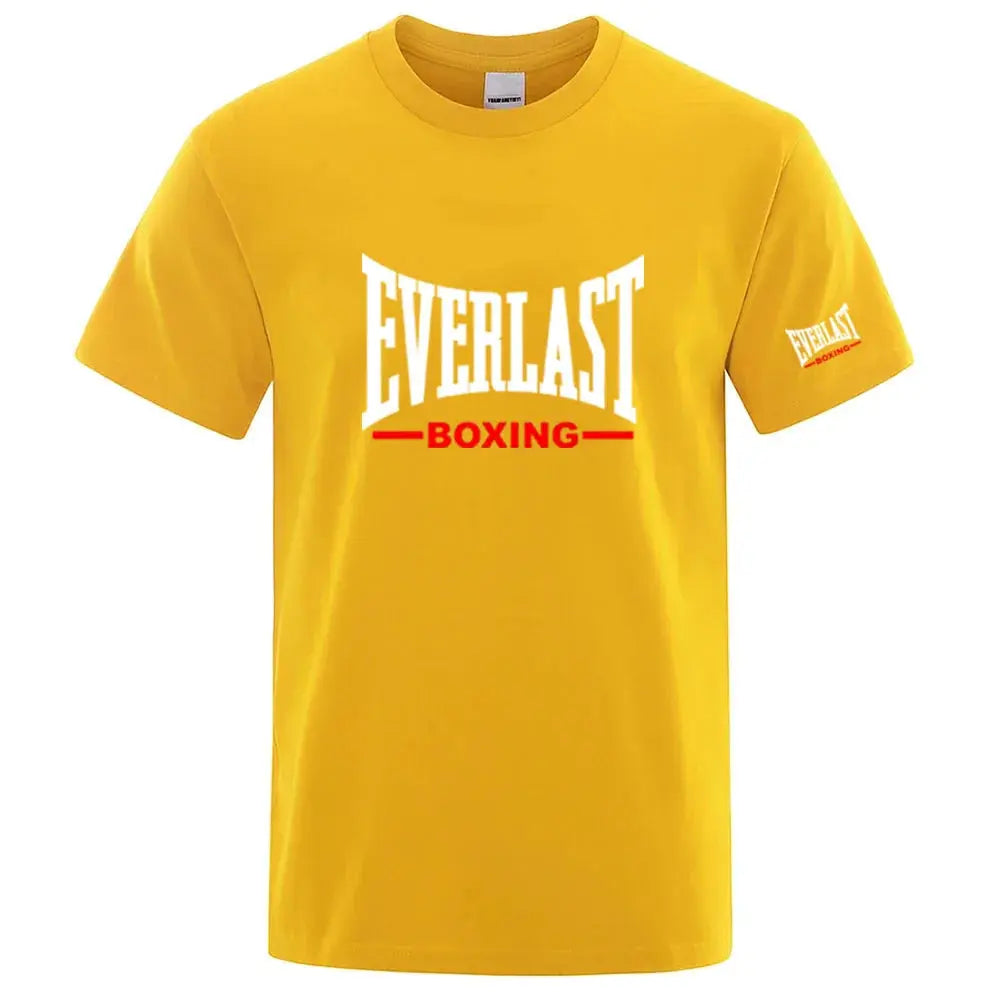 EVERLAST Boxing Logo Graphic T-Shirt Men Black Crew Neck Short Sleeve Casual Sports Training Streetwear Top SHOPEZRA L.L.C.
