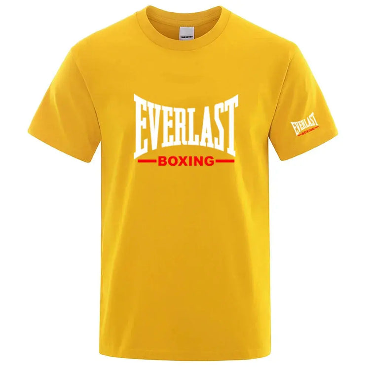 EVERLAST Boxing Logo Graphic T-Shirt Men Black Crew Neck Short Sleeve Casual Sports Training Streetwear Top SHOPEZRA L.L.C.