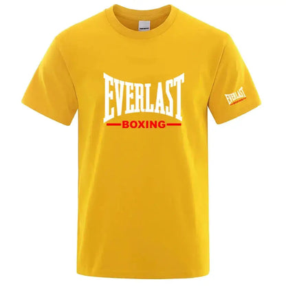 EVERLAST Boxing Logo Graphic T-Shirt Men Black Crew Neck Short Sleeve Casual Sports Training Streetwear Top by Dropshipman