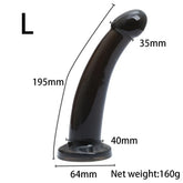 Black realistic dildo with suction cup, jelly material, and strap-on harness for women, featuring a large penis design.