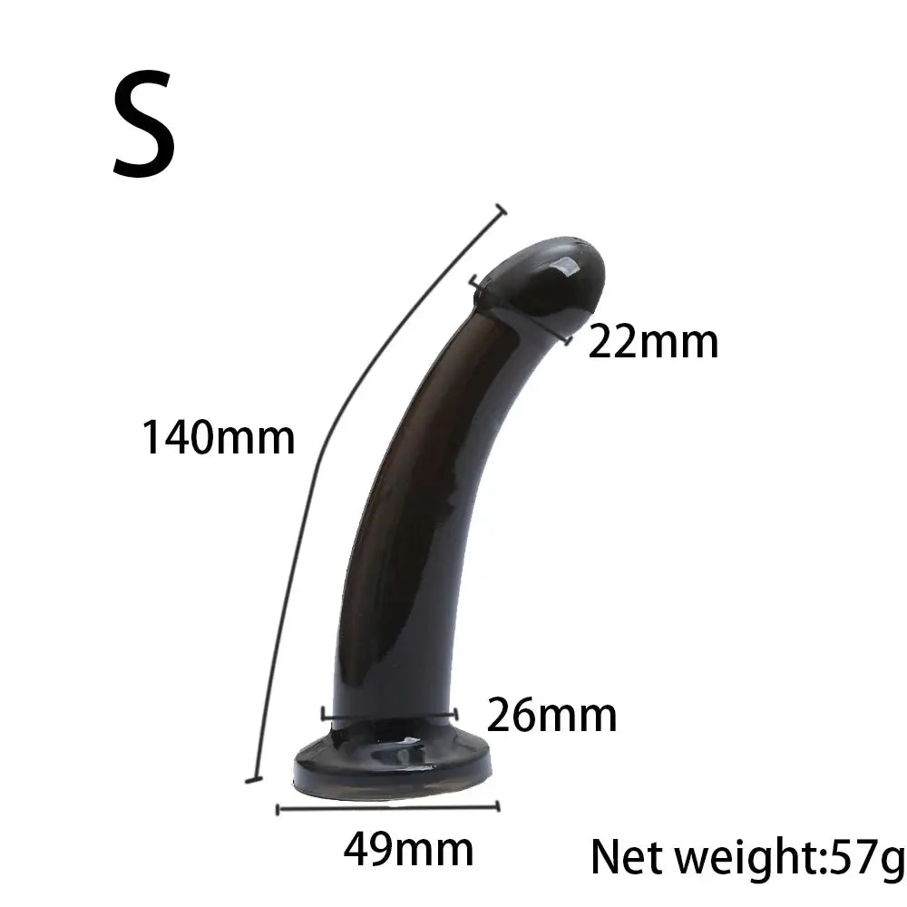 Black realistic dildo with suction cup, jelly material, for women, featuring a large penis shape and ultra-elastic harness compatibility.