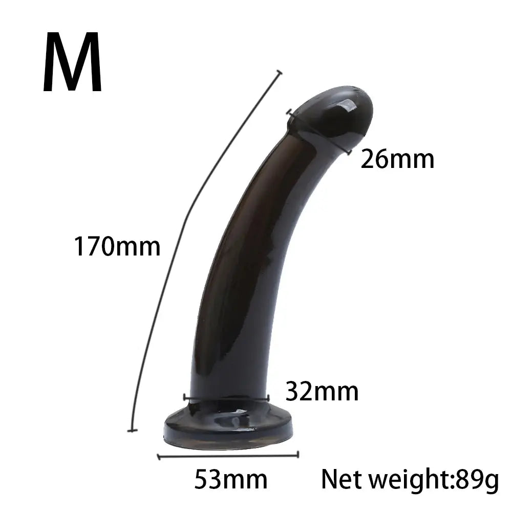 Realistic black dildo with suction cup, jelly material, designed for women, featuring a large penis and ultra-elastic harness strap-on.