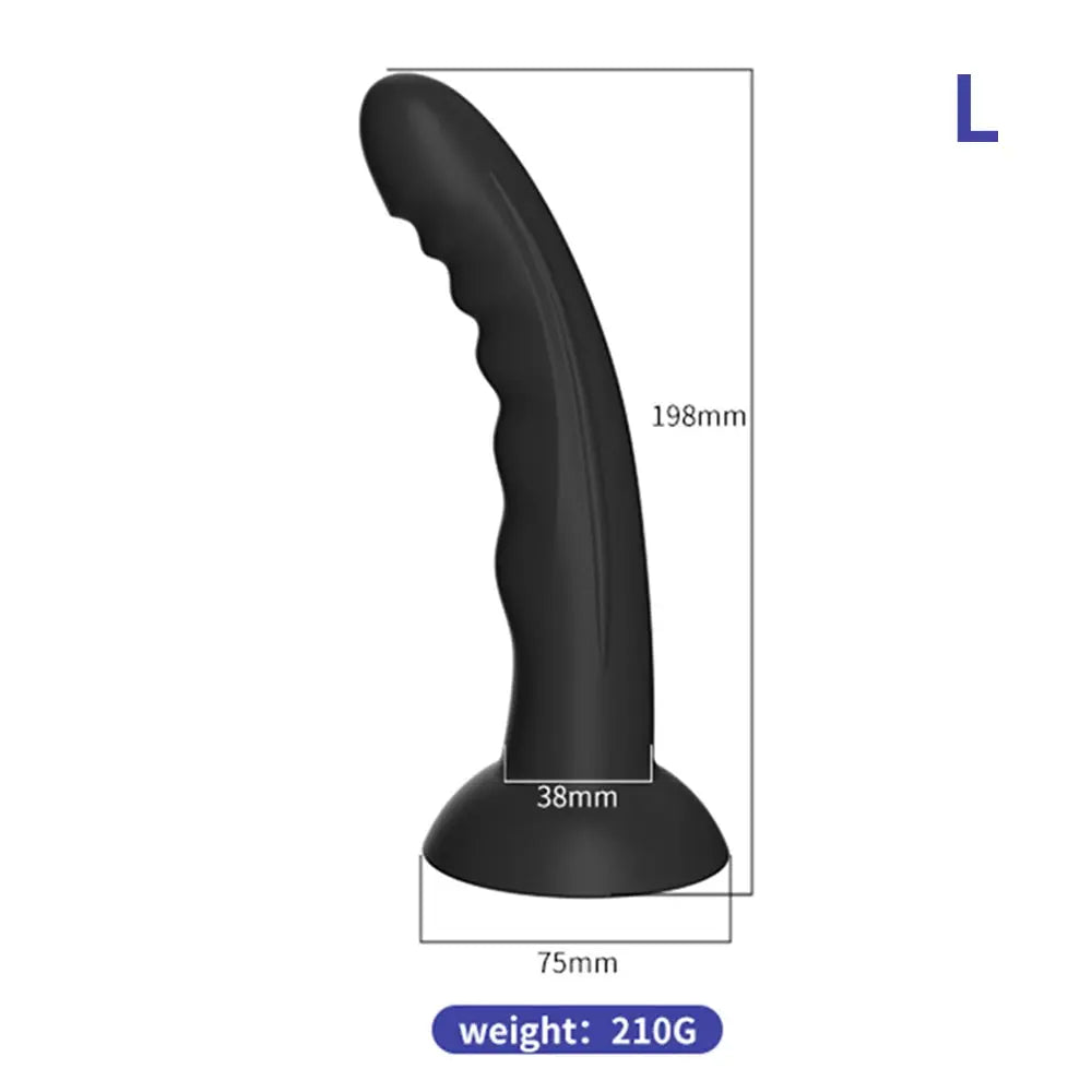 Silicone dildo with large penis design, anal butt plug, suction cup base, prostate massager, and female masturbator for adult pleasure