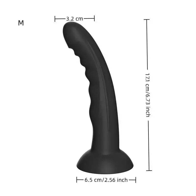 Silicone dildo and prostate massager with suction cup, realistic big penis design, for adult male and female pleasure use.