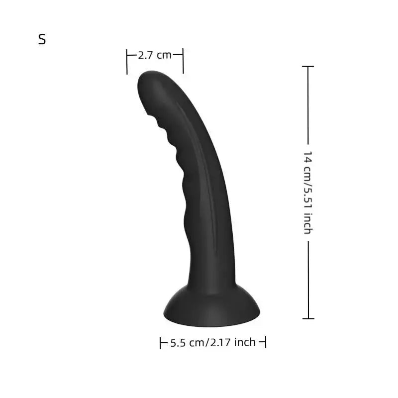 Silicone dildo and prostate massager with suction cup, designed for adult pleasure and anal stimulation for women and men.