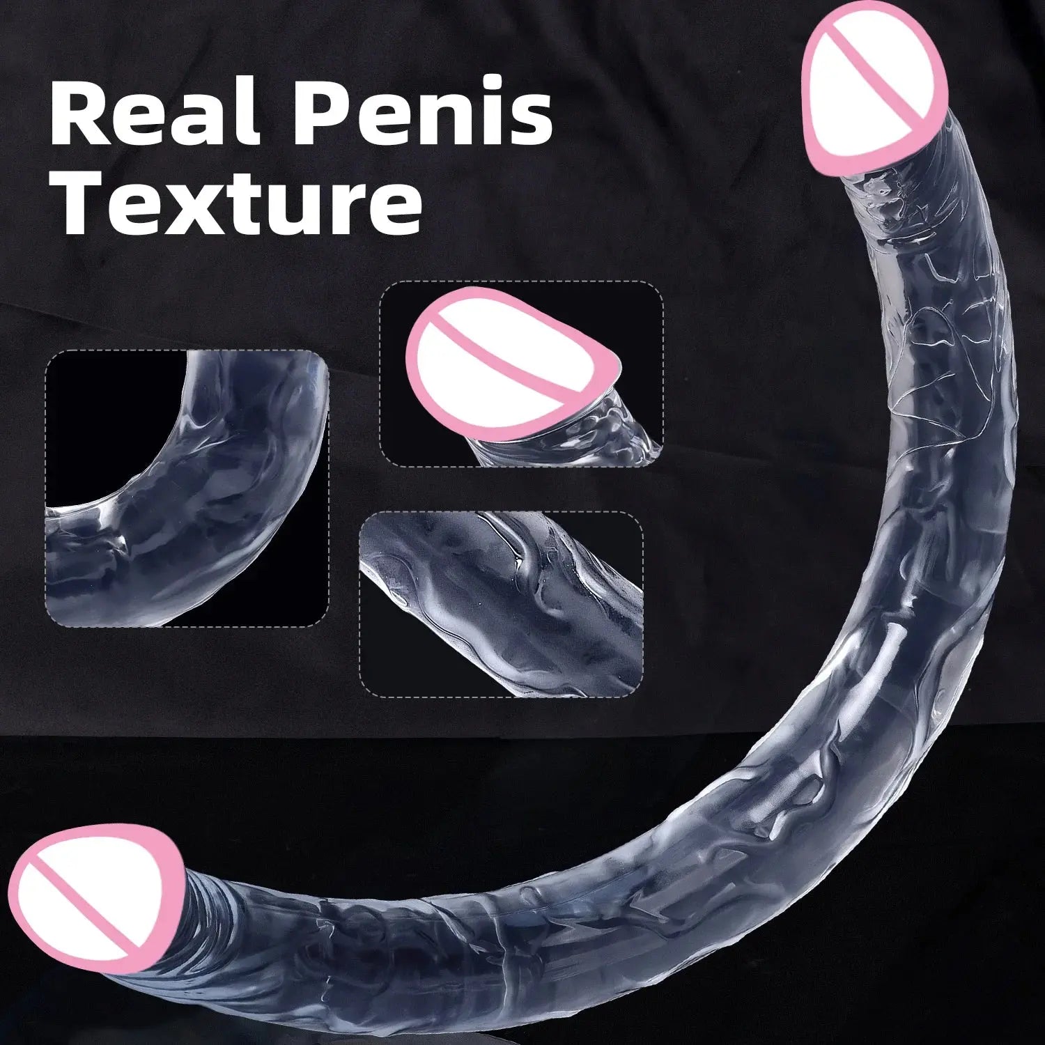 Realistic double-headed dildo for G-spot, vaginal, and anal penetration, designed for lesbian women, by SHOPEZRA L.L.C.