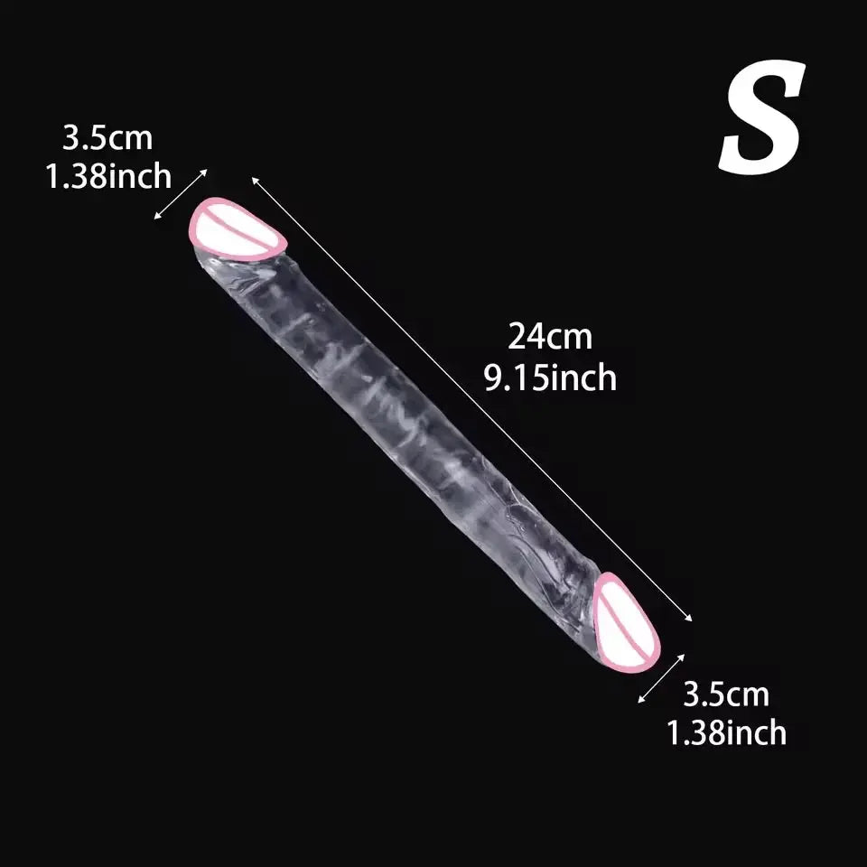 Double-headed realistic dildo by SHOPEZRA L.L.C. for G-spot, vagina, and anal pleasure, designed for double penetration and lesbian use.