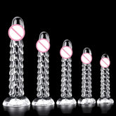 Transparent dragon scale dildo with suction cup, anal plug, and vaginal masturbator designed for women, from SHOPEZRA L.L.C.