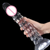 Transparent Dragon Scale dildo with suction cup, anal plug and vaginal masturbator, designed for women, by SHOPEZRA L.L.C.