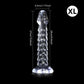 Transparent Dragon Scale Dildo with suction cup, anal plug, and vaginal masturbator designed for women.