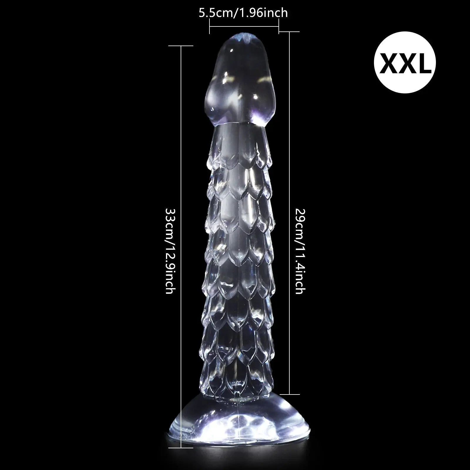 Transparent Dragon Scale Dildo with suction cup, anal plug, and vaginal masturbator designed for women by SHOPEZRA L.L.C.