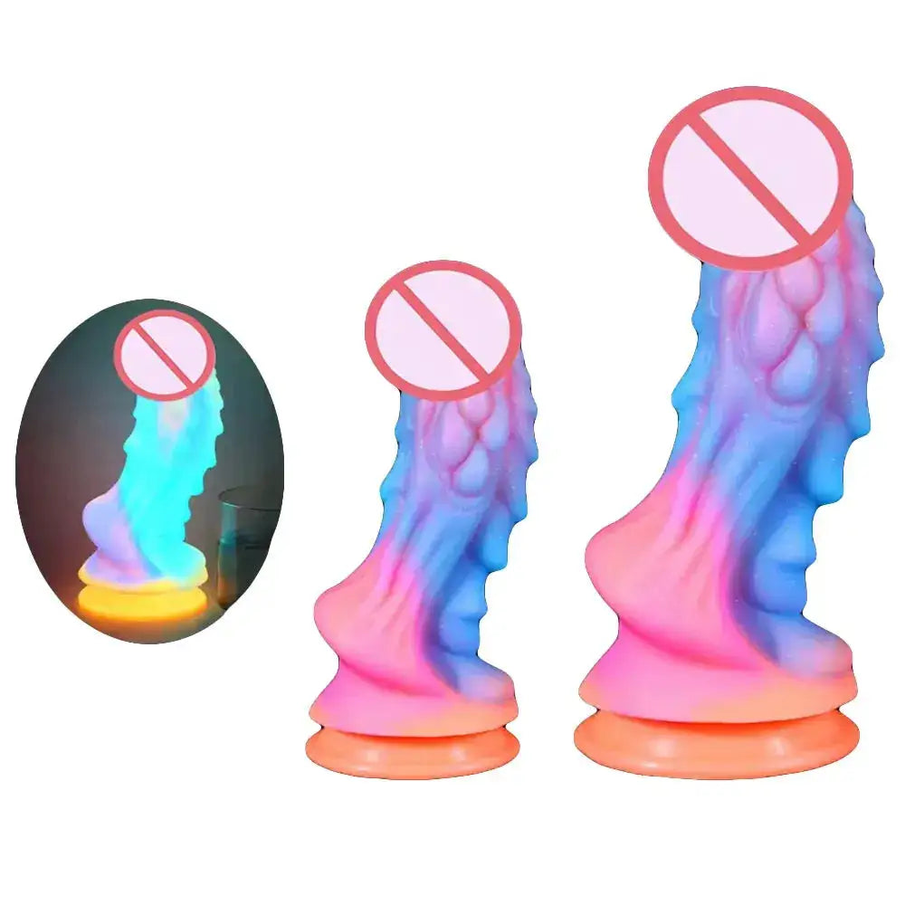 New Luminous Colorful Dragon Monster Dildo with Suction Cup, G-Spot & Anal Plug, Women's Adult Toy by Dropshipman