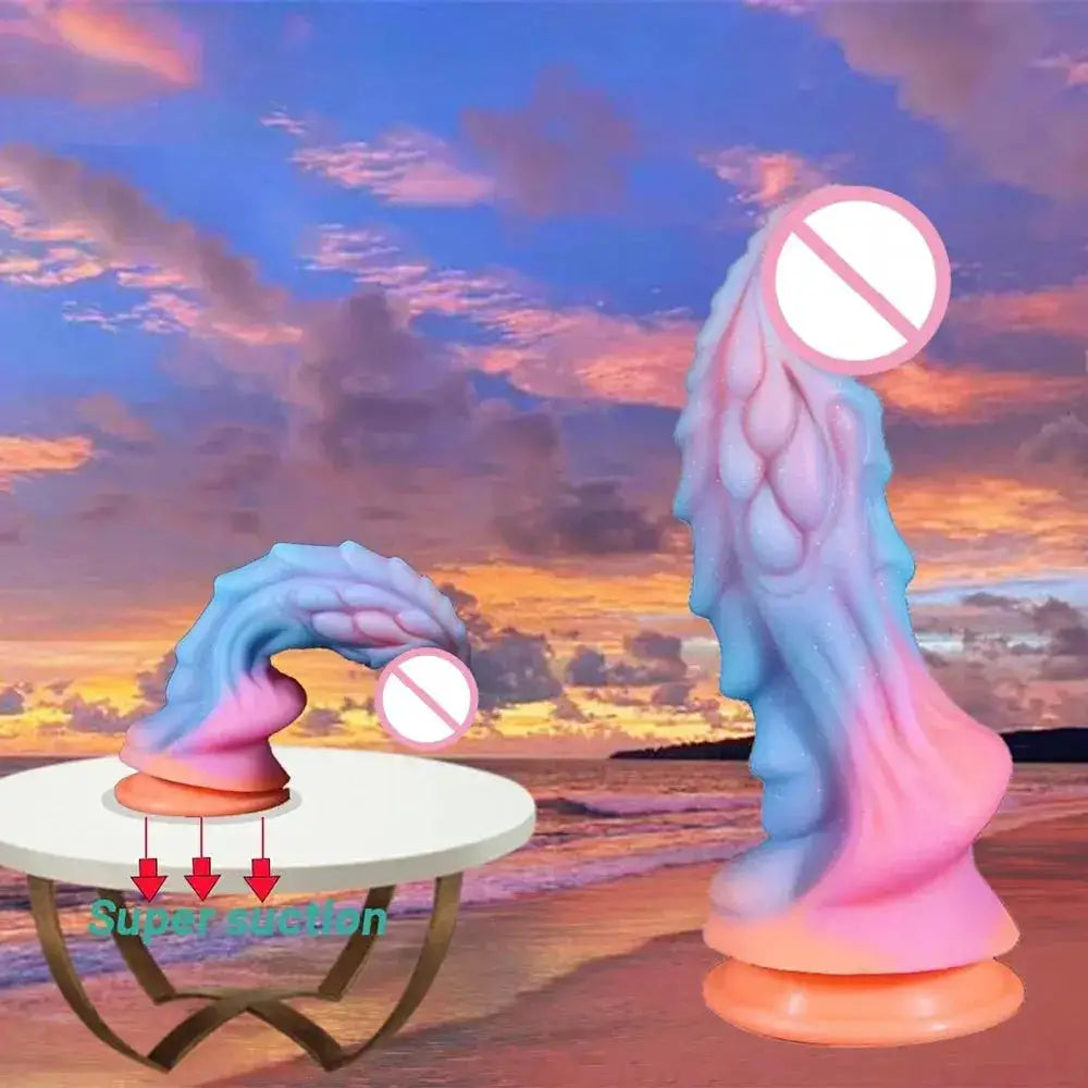 New Luminous Colorful Dragon Monster Dildo with Suction Cup, G-Spot & Anal Plug, Women's Adult Toy by Dropshipman