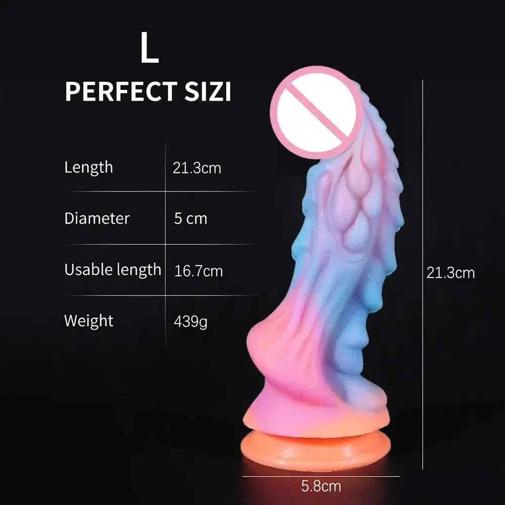 New Luminous Colorful Dragon Monster Dildo with Suction Cup, G-Spot & Anal Plug, Women's Adult Toy by Dropshipman