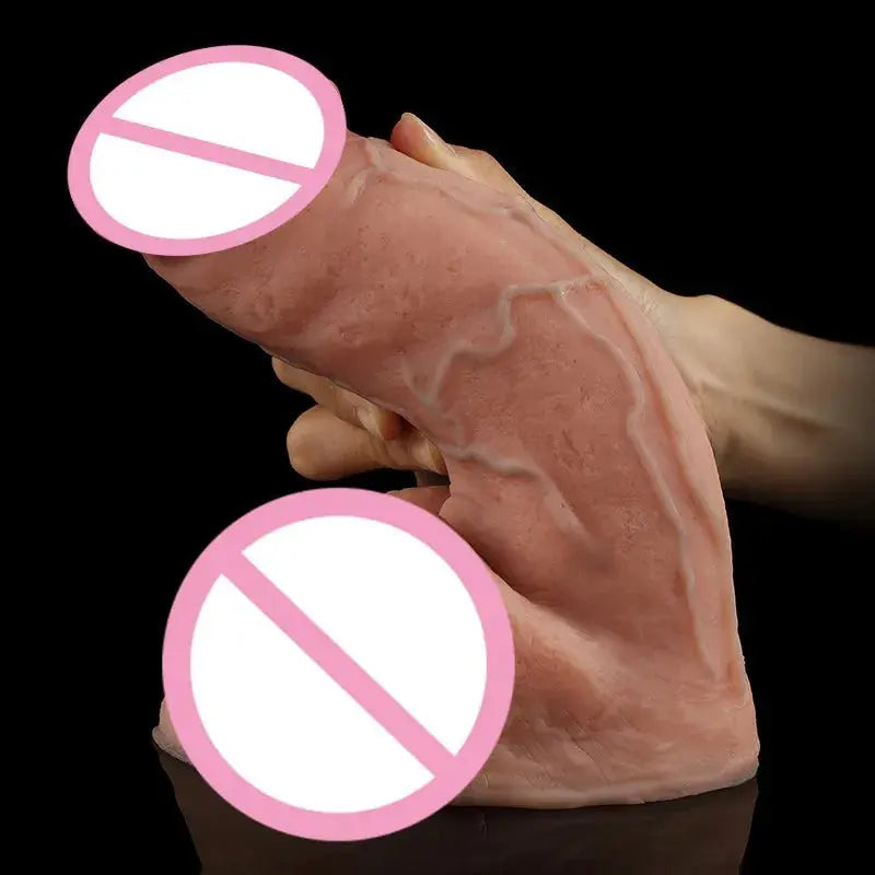 Realistic skin feel silicone dildo from SHOPEZRA L.L.C., showcasing detailed design and smooth, flexible texture.