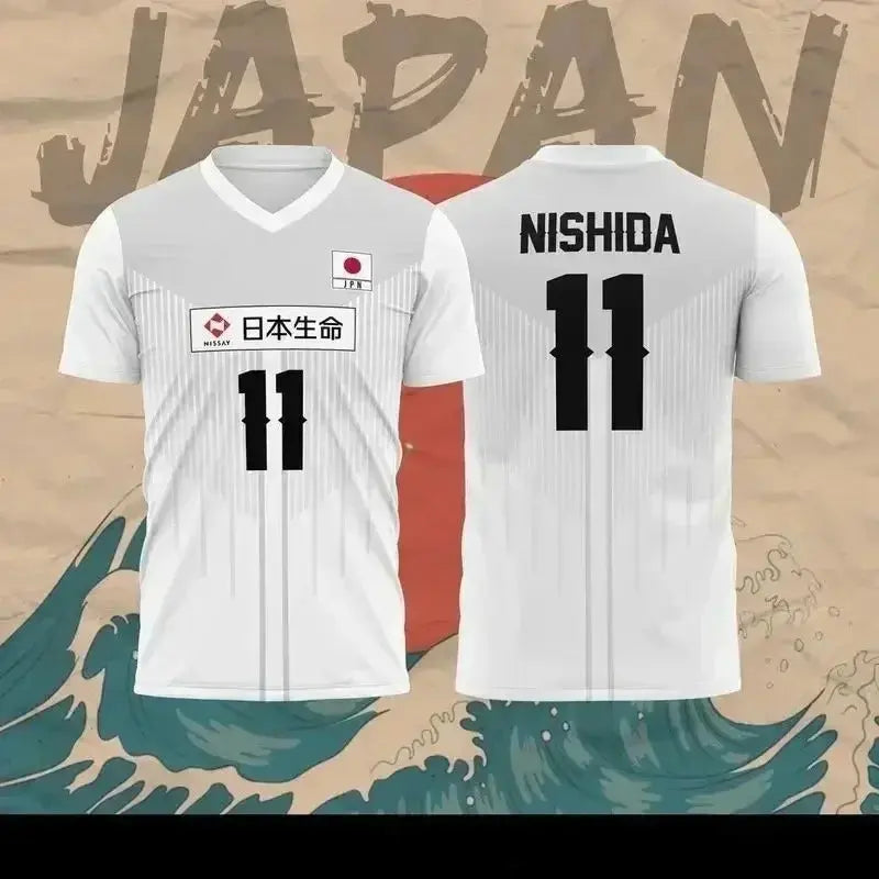 Japan National Volleyball Team Yuji Nishida No.1 Jersey Men Women Breathable Quick Dry Sports T-Shirt SHOPEZRA L.L.C.