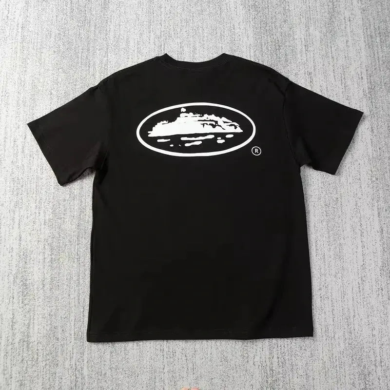 White SHOPEZRA L.L.C. summer T-shirt with small boat print, loose fit, round neck, short sleeves, casual and breathable design.