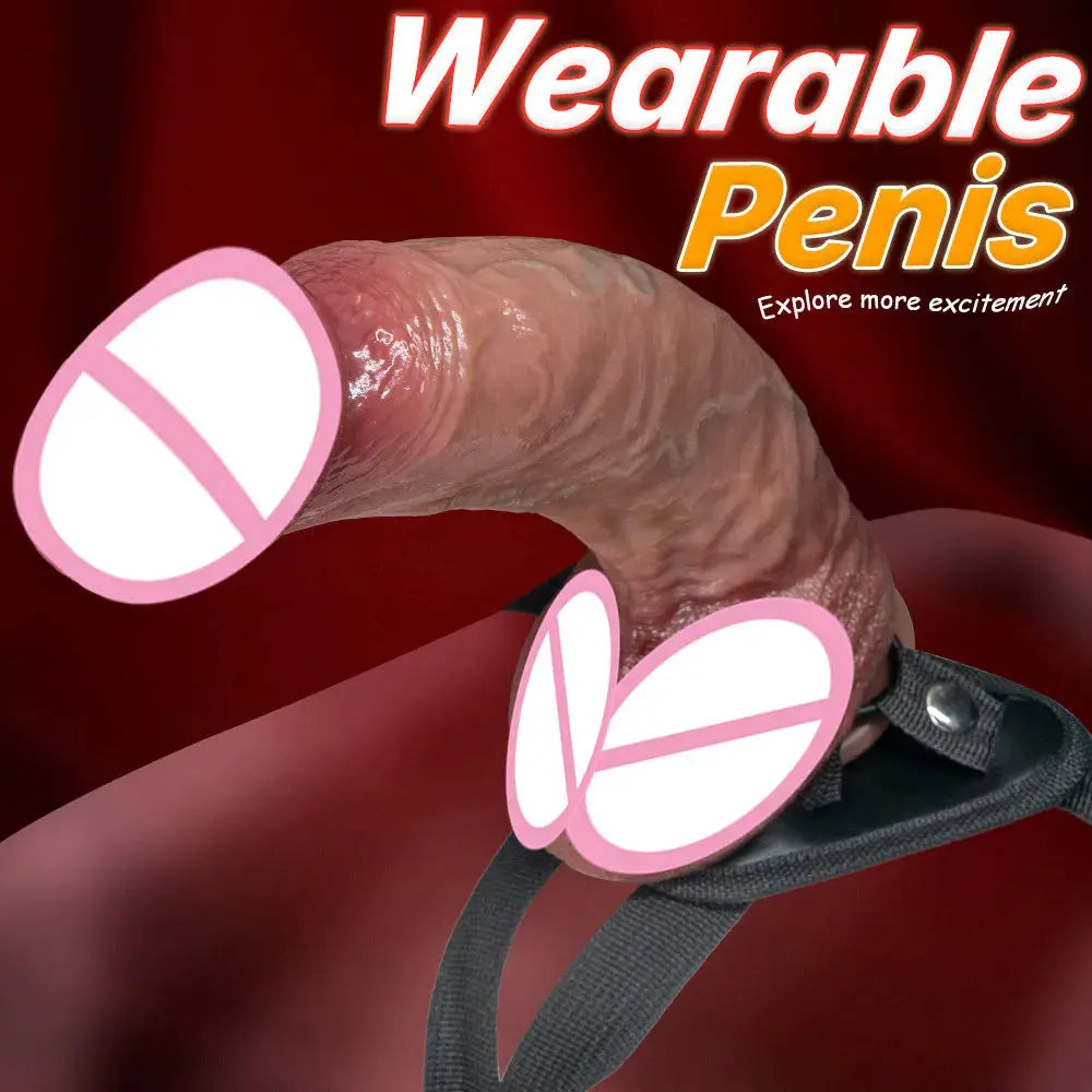 Realistic thick silicone dildo with big glans and belt, suitable for anal and vaginal use, designed for adult pleasure.