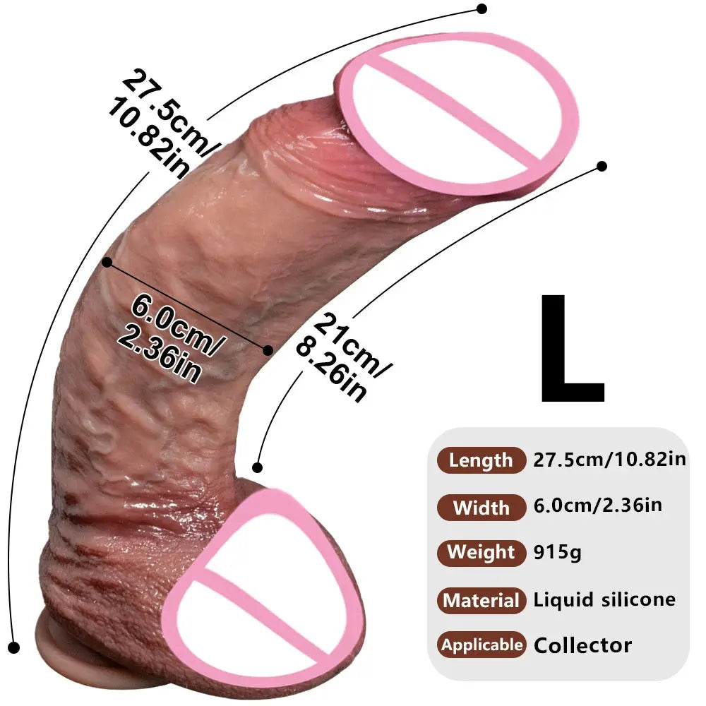 Realistic thick silicone dildo with large glans, designed for anal and vaginal stimulation, suitable for women and men.