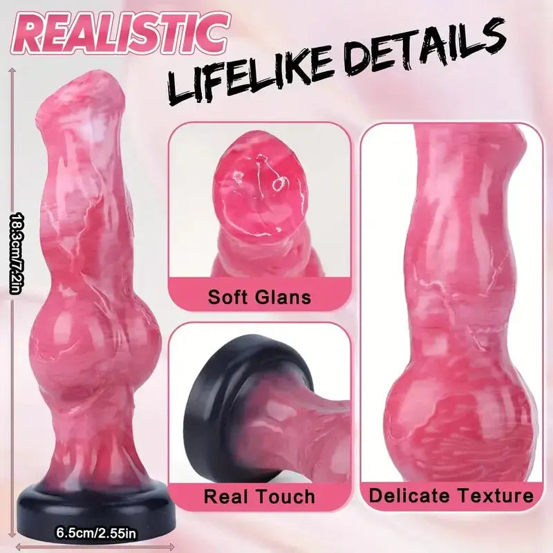 SHOPEZRA L.L.C. Dog Knot Dildo Anal Plug, realistic animal penis shape, prostate and G-spot massager for men and women.