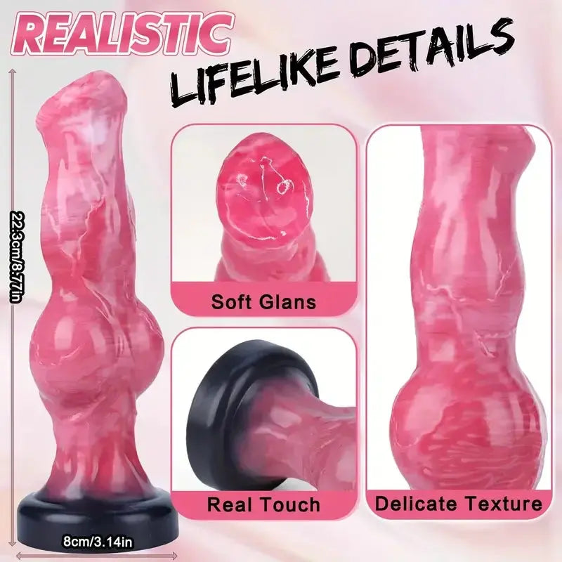 Dog Knot Dildo anal plug by SHOPEZRA L.L.C., animal-shaped prostate and G-spot massager for men and women, with box packaging.