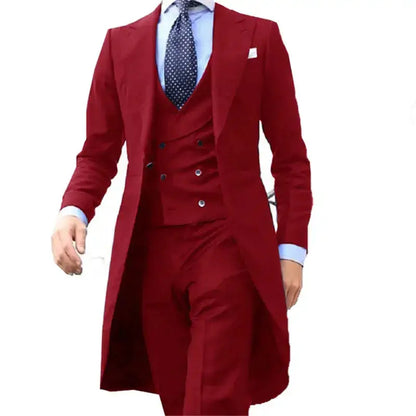 Royal Blue Long Tail Coat 3 Piece Gentleman Man Suit Smoking Da Sposo Moda Maschile Per Giacca Da Ballo Da Sposa Gilet Con by Dropshipman