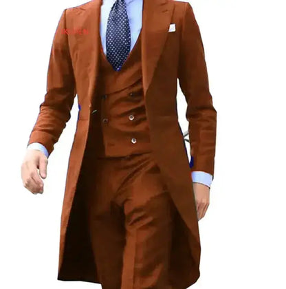 Royal Blue Long Tail Coat 3 Piece Gentleman Man Suit Smoking Da Sposo Moda Maschile Per Giacca Da Ballo Da Sposa Gilet Con by Dropshipman