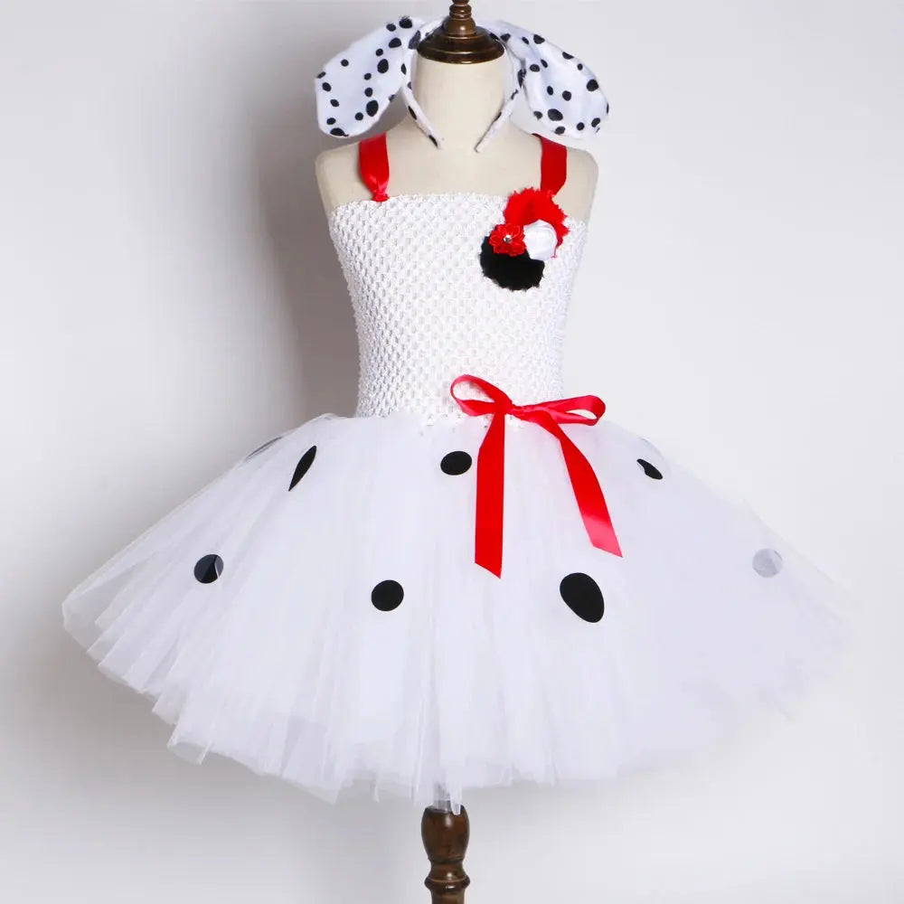 Dalmatian Costume Kids Cute Flowers Spotted Dog Tutu Dress Toddler Girls Halloween Festival Party Animal Puppy Dress Up Outfits SHOPEZRA L.L.C.