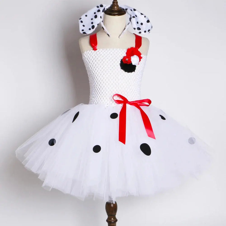 Dalmatian Costume Kids Cute Flowers Spotted Dog Tutu Dress Toddler Girls Halloween Festival Party Animal Puppy Dress Up Outfits SHOPEZRA L.L.C.