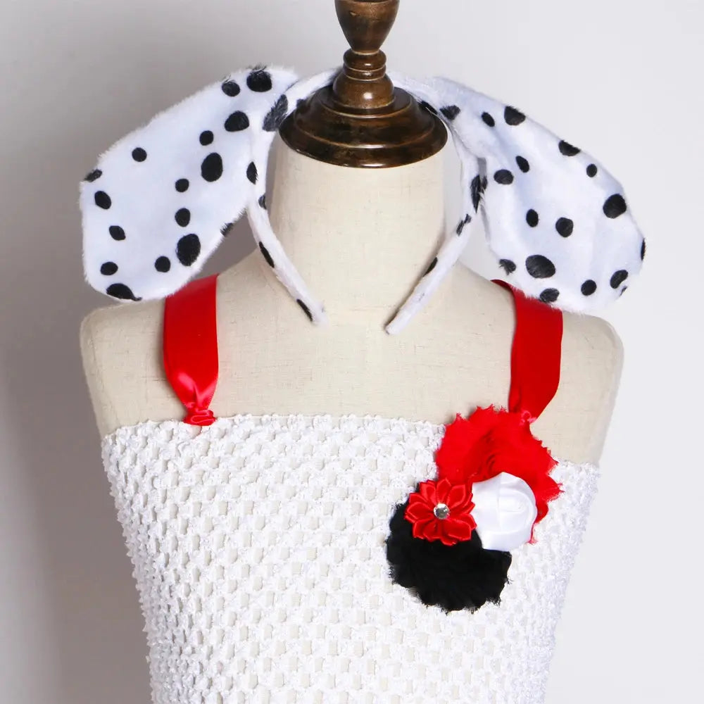 Dalmatian Costume Kids Cute Flowers Spotted Dog Tutu Dress Toddler Girls Halloween Festival Party Animal Puppy Dress Up Outfits SHOPEZRA L.L.C.