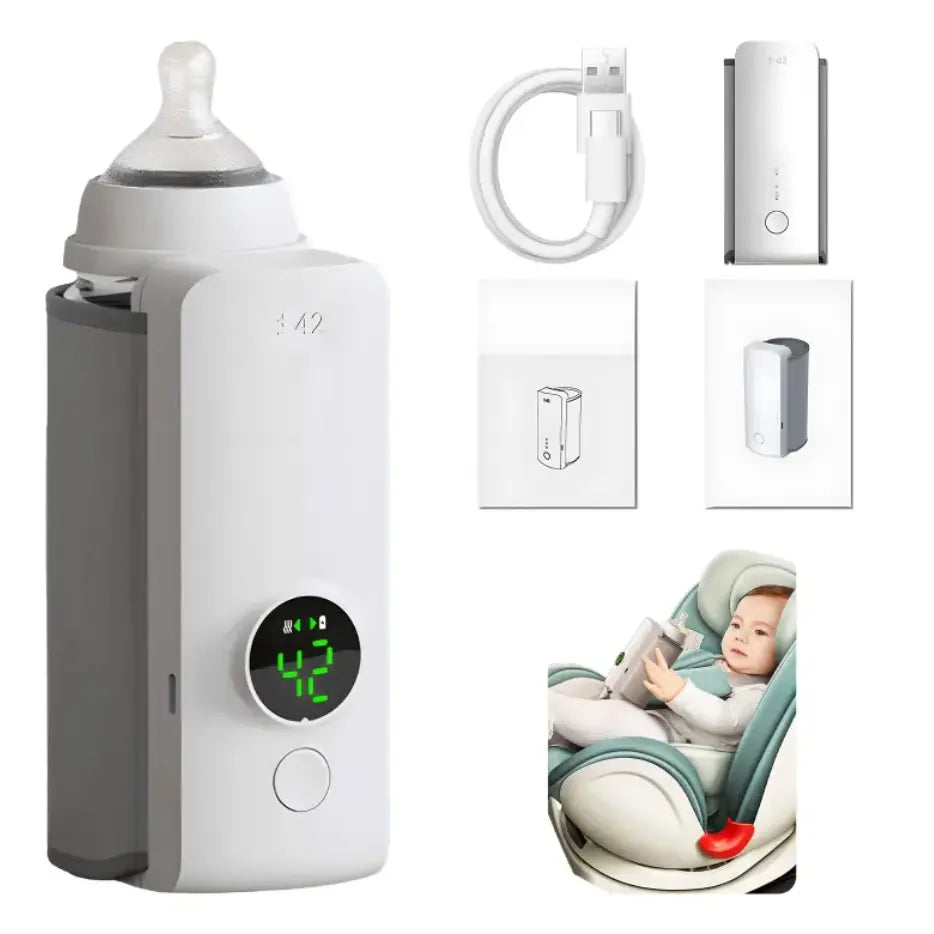 Portable wireless baby bottle warmer by SHOPEZRA L.L.C., compact and convenient for warming bottles on the go.