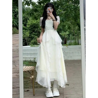 Fugitive Princess Dress 2023 New Summer Light Wedding Dress Design Sense Tight Waist French First Love Gentle White Moonlight dress by Dropshipman