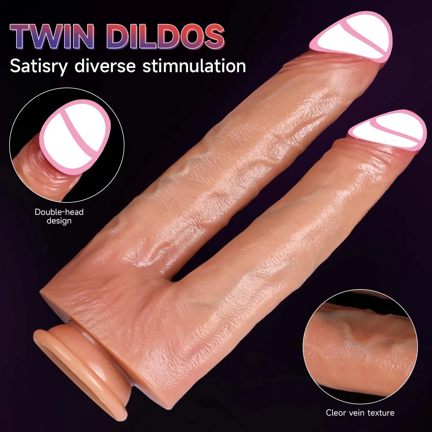 Flexible silicone dual-ended dildo for women, realistic design, waterproof adult toy for vaginal and anal stimulation by SHOPEZRA L.L.C.