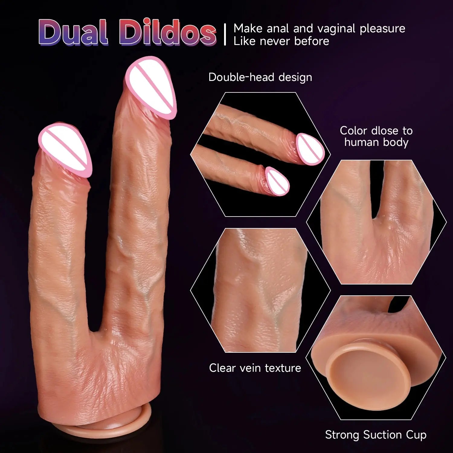 Flexible dual-ended silicone dildo for women, realistic, waterproof adult toy for vaginal and anal stimulation by SHOPEZRA L.L.C.