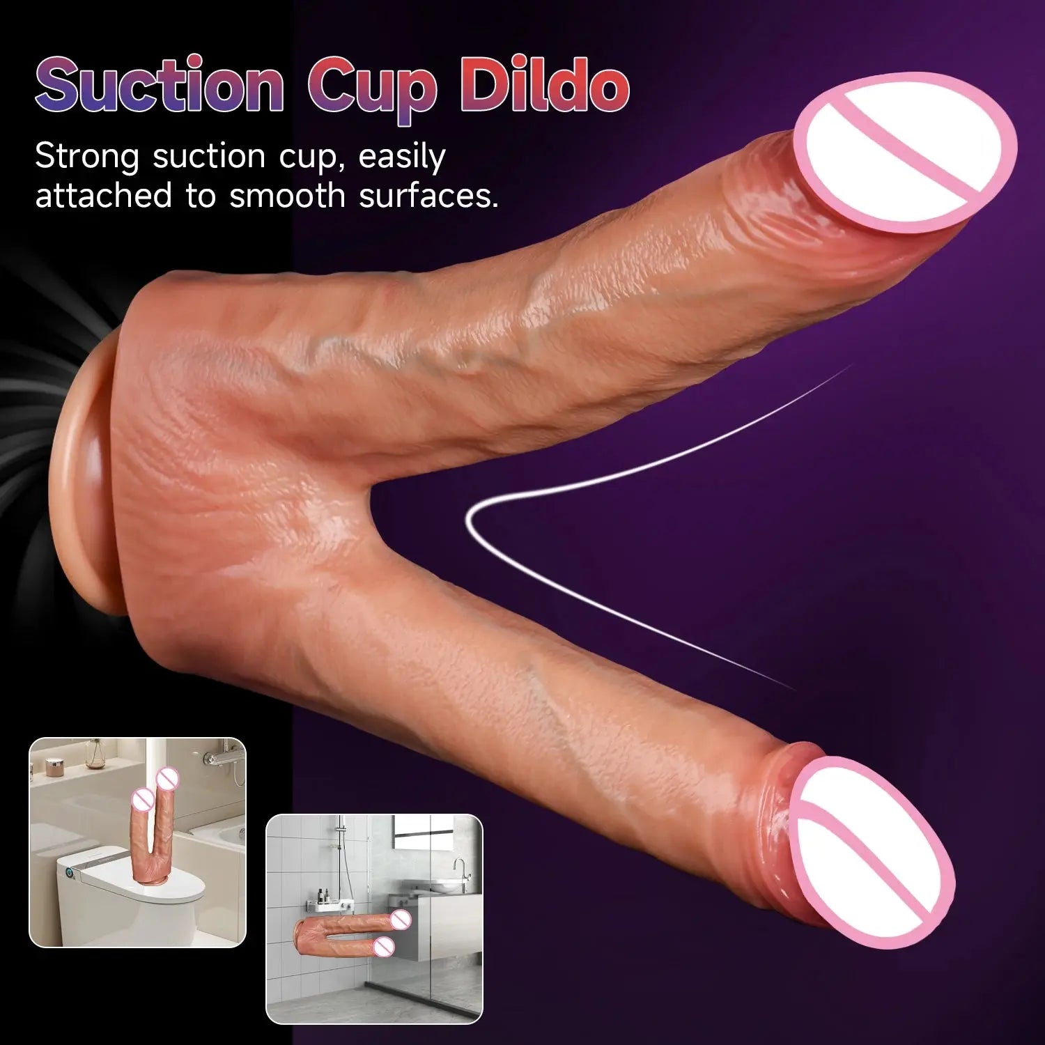 Flexible silicone dual-ended dildo for women, realistic design, waterproof adult toy for vaginal and anal stimulation by SHOPEZRA L.L.C.