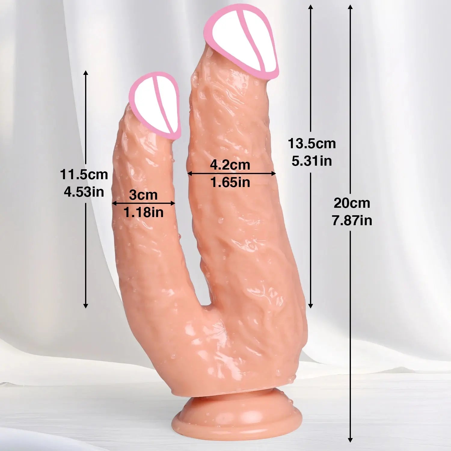 Flexible dual-ended silicone dildo for women, realistic design, waterproof adult toy for vaginal and anal stimulation.