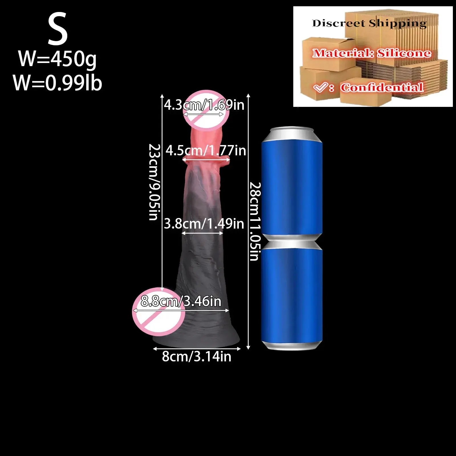 Large 54cm realistic silicone horse dildo with soft texture, designed for adult anal and vaginal pleasure, suitable for women, men, and gay users.