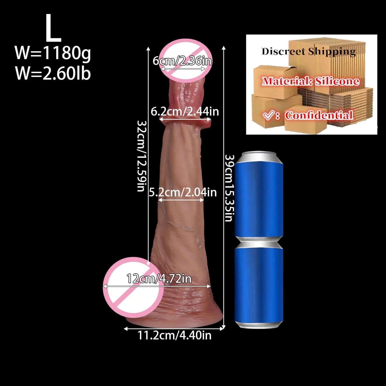 Realistic 54cm long horse-shaped silicone dildo with large animal penis design, soft texture, suitable for adult anal and sex play.