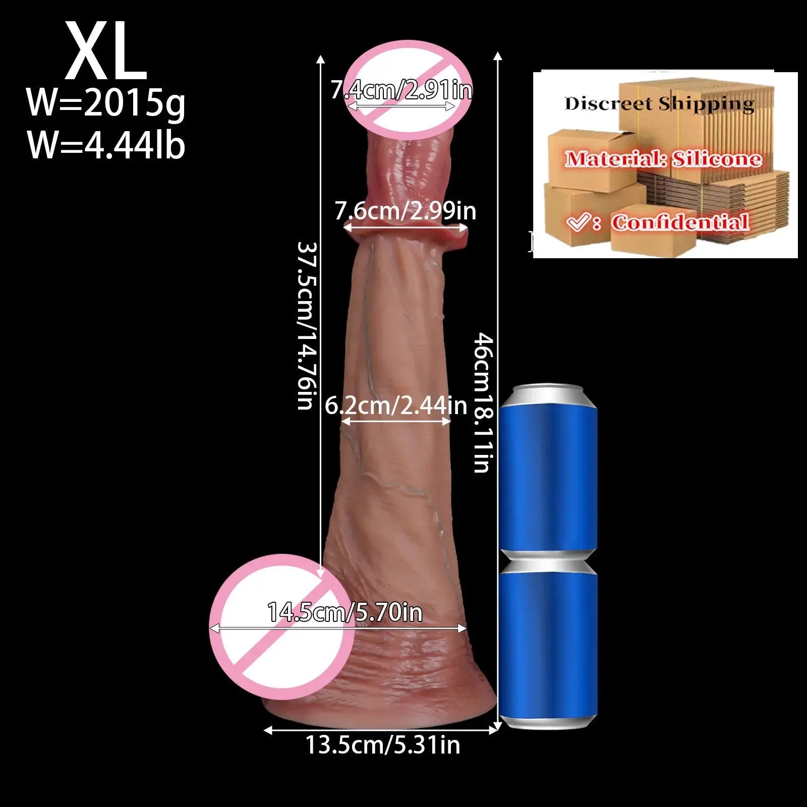 Large 54cm realistic silicone horse dildo with detailed head and body, designed for adult anal and oral pleasure for women, men, and gay users.