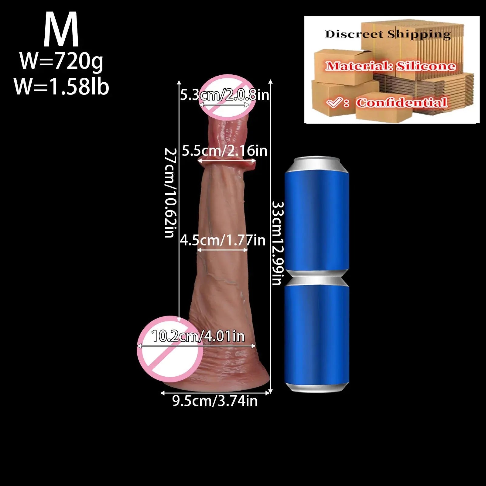 Realistic 54cm long horse-shaped silicone dildo with large animal penis design, soft texture, and suction cup base for adult pleasure.