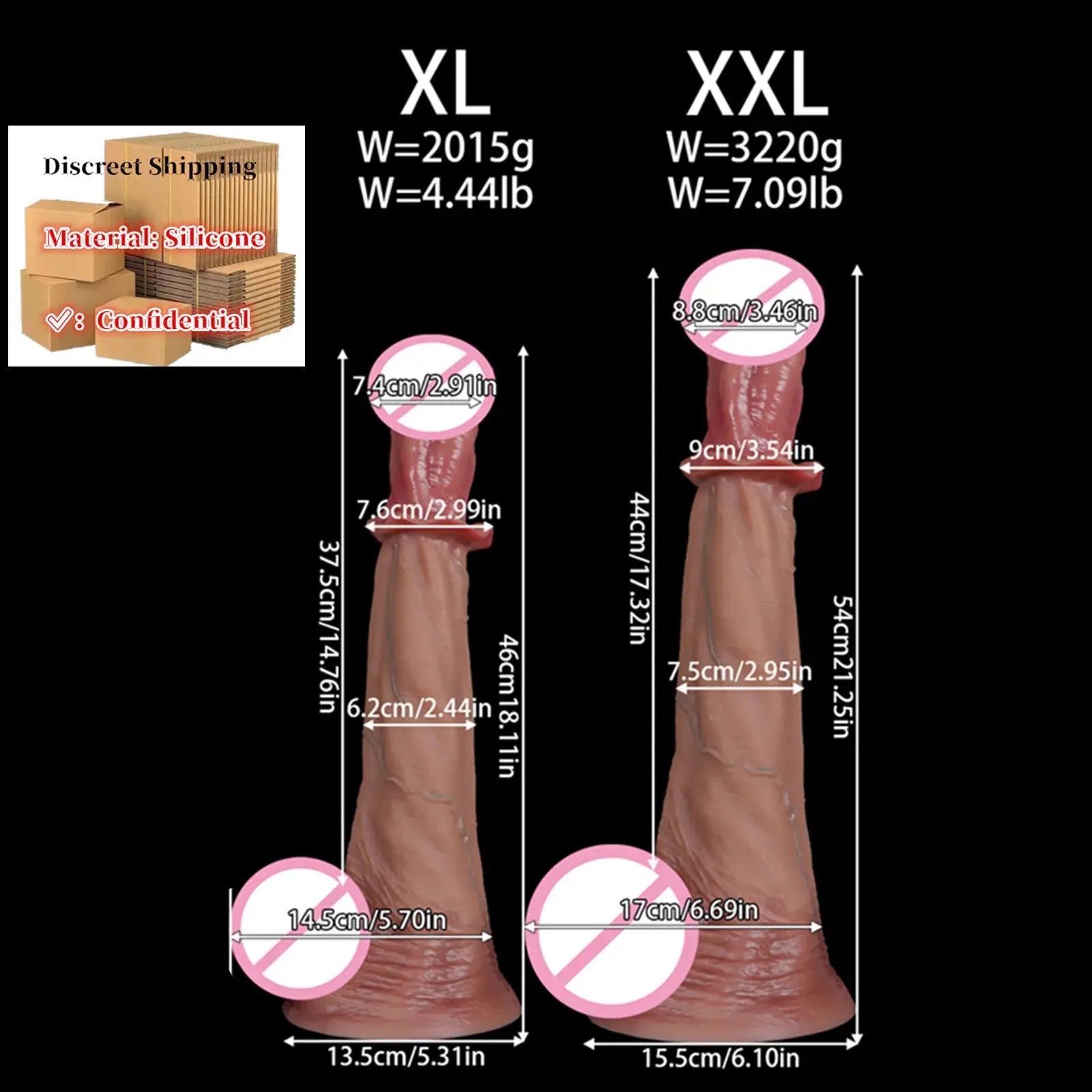 Realistic 54cm silicone horse dildo with large animal penis design, soft texture, sutcion cup, suitable for adult sex toy use.