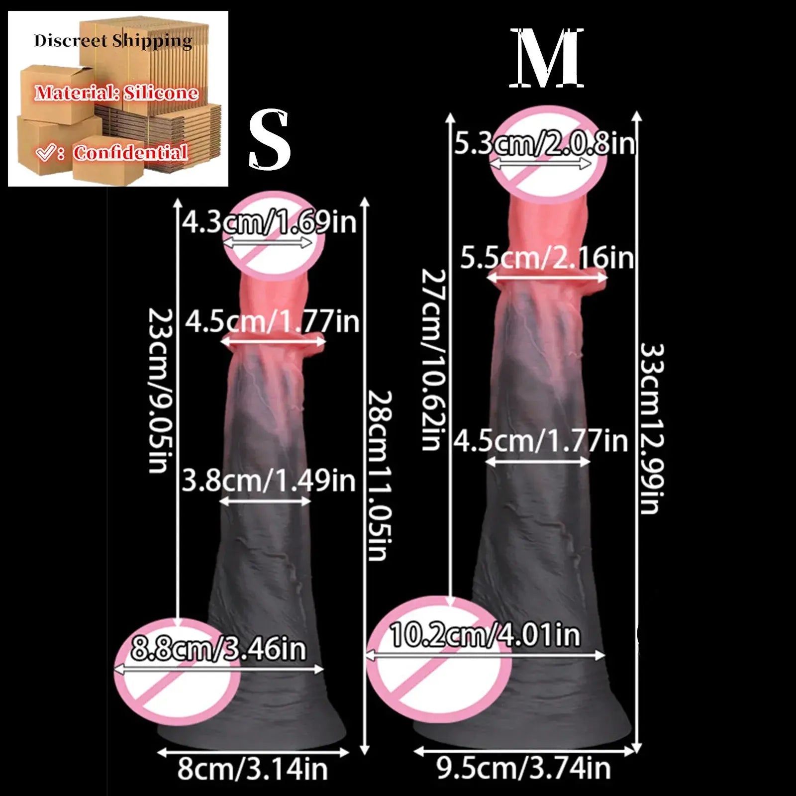 Large 54cm realistic silicone horse dildo with soft, detailed penis design for adult pleasure and anal stimulation.