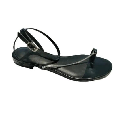European and American Style Sexy Thong Sandals for Women 2026 New Versatile One-Strap Metal Chain Low-Heeled Roman Sandals Beach Slippers by Dropshipman