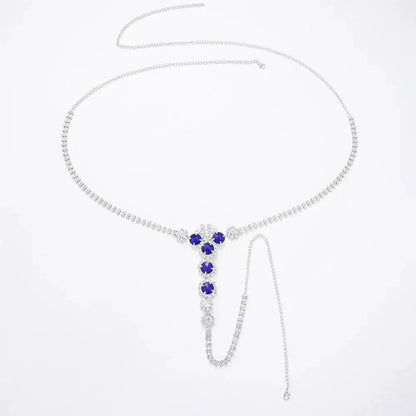Fashionable Sapphire Water Drop Panties Niche Design Flower Sexy Thong Adult Sex Accessories Body Chain by Dropshipman