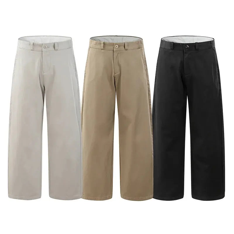 Light beige men's casual straight trousers made of 100% cotton, comfortable spring-summer linen pants from SHOPEZRA L.L.C.