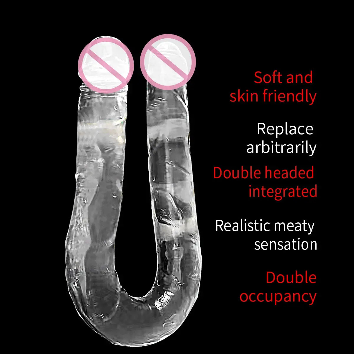 Realistic 45cm double-headed dildo by SHOPEZRA L.L.C., suitable for couples and adult toy use, with detailed design and flexible material.