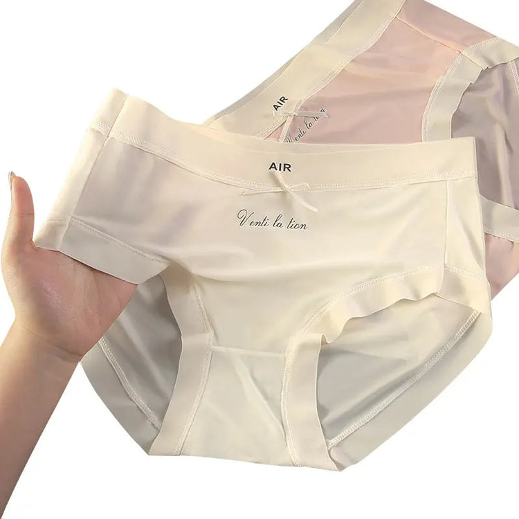 Ice Silk Seamless Underwear for Women 7A Antibacterial Cotton Inseam Summer Thin Mask Pants Nude Girl Mid-Waist Briefs SHOPEZRA L.L.C.